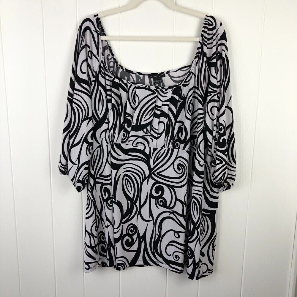 Ingredients Womens Swirl Print 3/4 Sleeve Top 26/28